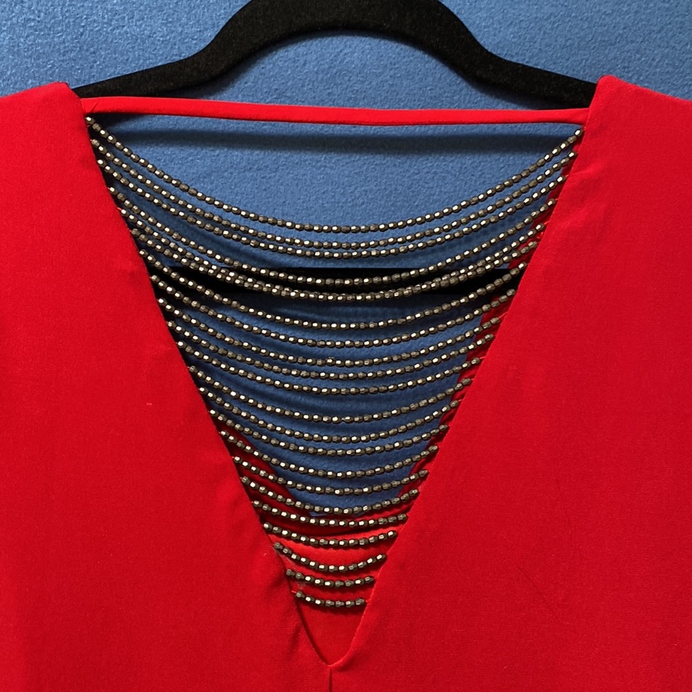 Very beautiful red blouse with open back by BCC size M used - Picture 6 of 12